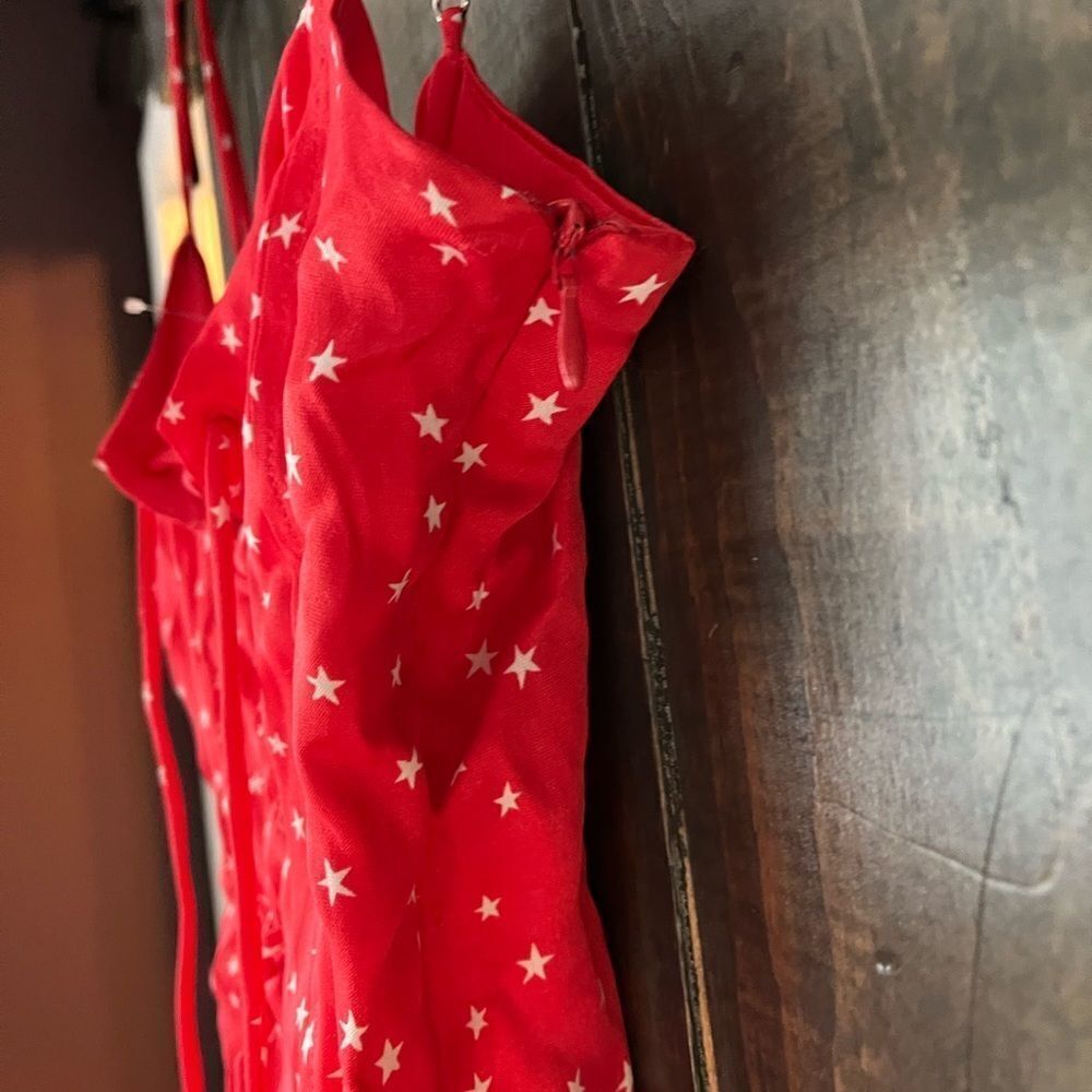 NWT Zara Star satin Effect Lace Up Bodysuit Size small Red‎ & White - Picture 7 of 7